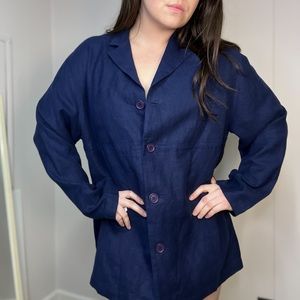 John Paul Richard 100% Linen Button Up Jacket/Top New With Tags Blue